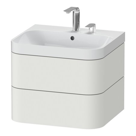 Duravit Möbelwaschtisch Happy D.2 Plus 57,5x49cm, 2 HL, No we s-matt, 2 Schubk.
