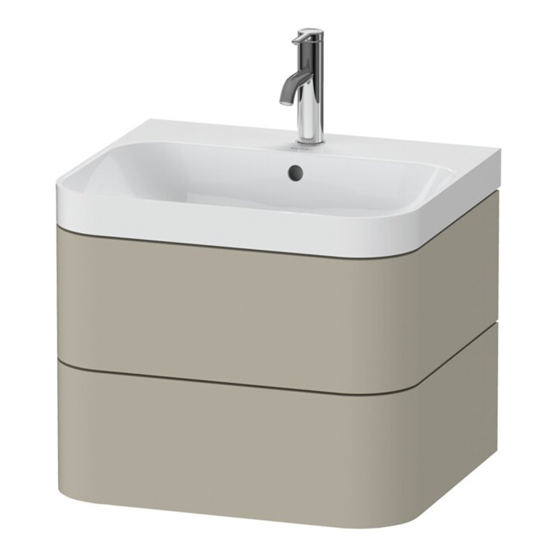 Duravit Möbelwaschtisch Happy D.2 Plus 57,5x49cm, 1 HL, Tau s-matt, 2 Schubk.