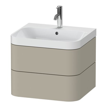 Duravit Möbelwaschtisch Happy D.2 Plus 57,5x49cm, 1 HL, Tau s-matt, 2 Schubk.