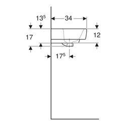 Geberit Handwaschbecken Renova Plan 45x34cm, Hahnl. mit., m ÜL, we. KeraTect
