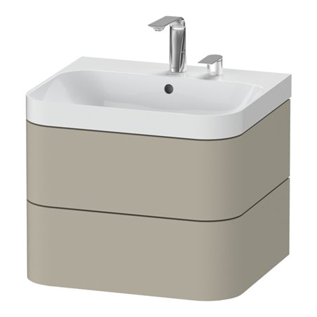 Duravit Möbelwaschtisch Happy D.2 Plus 57,5x49cm, 2 HL, Tau s-matt, 2 Schubk.