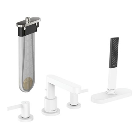 hansgrohe Fertigmontageset Finoris 4-L-BW-Rand-Arm., mit sBox, mattweiß