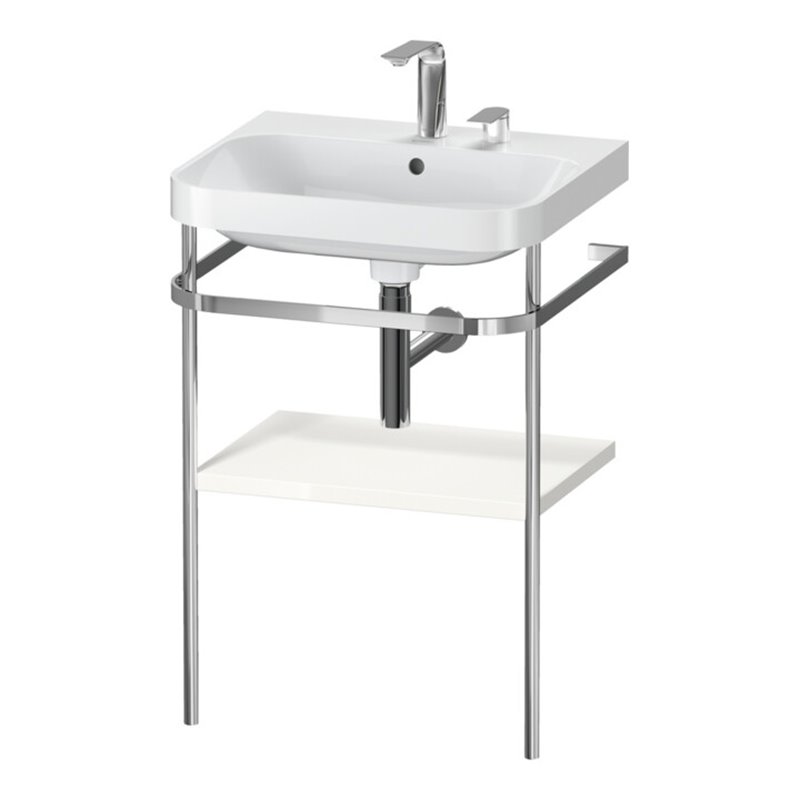 Duravit Möbelwaschtisch-Kombi Happy D.2 Plus 57,5x49cm, 2 HL, we hgl, m Metallkonsole