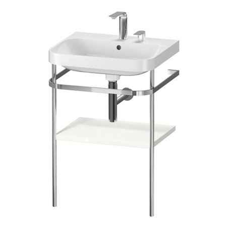 Duravit Möbelwaschtisch-Kombi Happy D.2 Plus 57,5x49cm, 2 HL, we hgl, m Metallkonsole