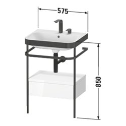 Duravit Möbelwaschtisch-Kombi Happy D.2 Plus 57,5x49cm, 1 HL, w m, m Konso, 1 Lad