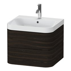 Duravit Möbelwaschtisch Happy D.2 Plus 57,5x49cm, 1 HL, Nussb geb., 2 Schubk.