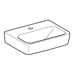 Geberit Handwaschbecken Renova Plan 45x34cm, Hahnl. mit., o. Überlauf, weiß