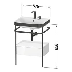 Duravit Möbelwaschtisch-Kombi Happy D.2 Plus 57,5x49cm, 2 HL, w m, m Konso, 1 Lad