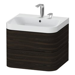 Duravit Möbelwaschtisch Happy D.2 Plus 57,5x49cm, 2 HL, Nussb geb., 2 Schubk.