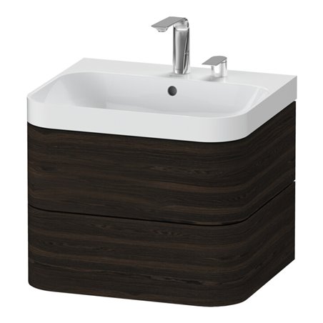 Duravit Möbelwaschtisch Happy D.2 Plus 57,5x49cm, 2 HL, Nussb geb., 2 Schubk.