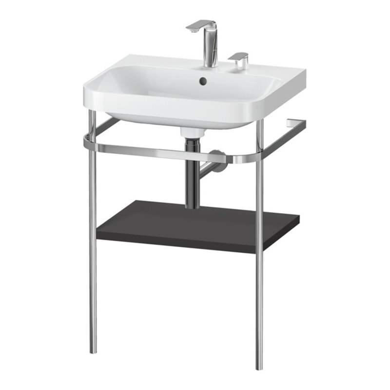 Duravit Möbelwaschtisch-Kombi Happy D.2 Plus 57,5x49cm, 2 HL, graph matt, m Konsole