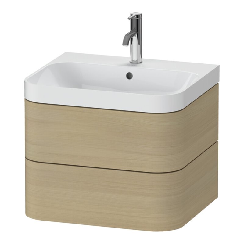 Duravit Möbelwaschtisch Happy D.2 Plus 57,5x49cm, 1 HL, Medit. Ei, 2 Schubk.