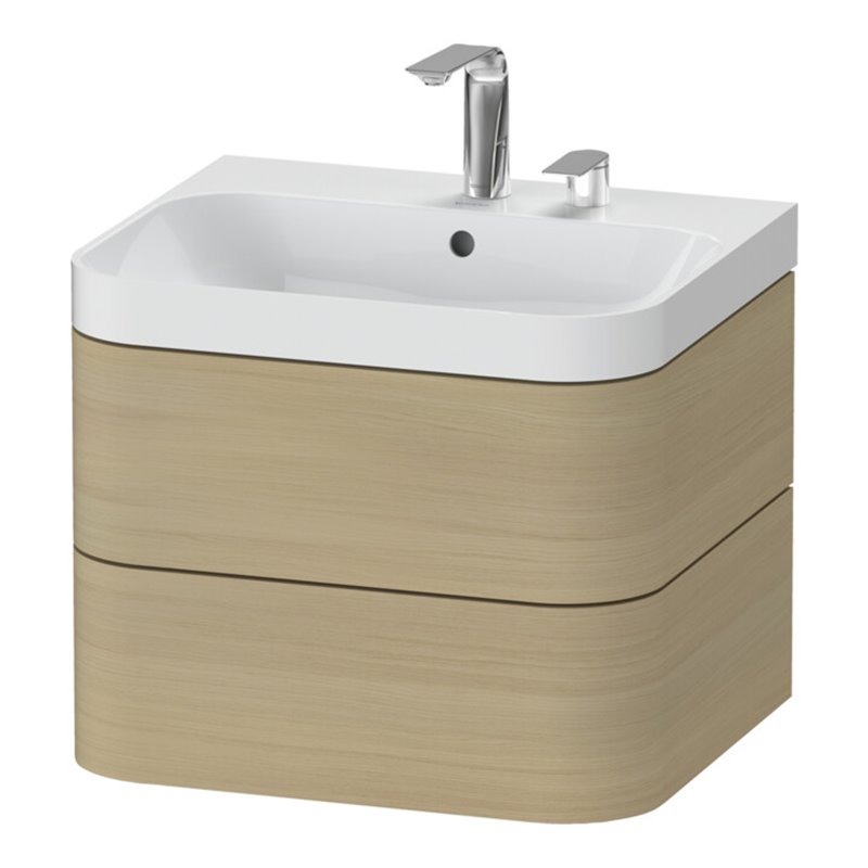 Duravit Möbelwaschtisch Happy D.2 Plus 57,5x49cm, 2 HL, Medit. Ei, 2 Schubk.