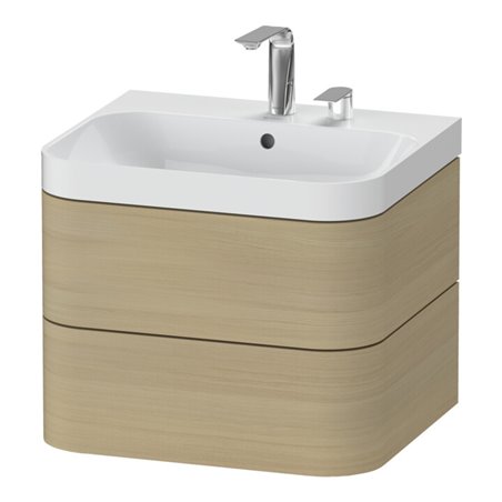 Duravit Möbelwaschtisch Happy D.2 Plus 57,5x49cm, 2 HL, Medit. Ei, 2 Schubk.
