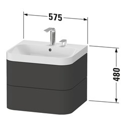 Duravit Möbelwaschtisch Happy D.2 Plus 57,5x49cm, 1 HL, leinen, 2 Schubkästen