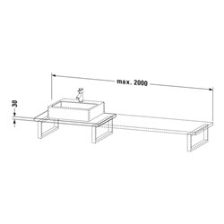 Duravit Konsole L-Cube 80-200x55cm, 1 AS, Stär 3cm, we. hgl