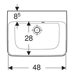 Geberit Handwaschbecken Renova Plan 50x38cm, o HL, m asymetrischem Ü, w K-T.