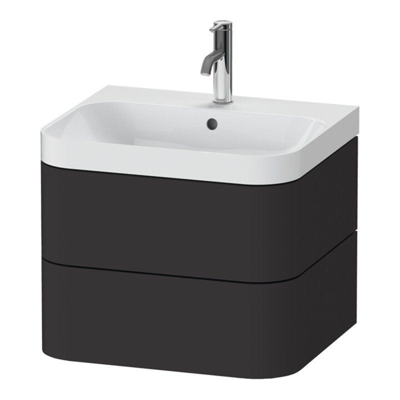Duravit Möbelwaschtisch Happy D.2 Plus 57,5x49cm, 1 HL, graph matt, 2 Schubk.