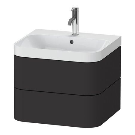 Duravit Möbelwaschtisch Happy D.2 Plus 57,5x49cm, 1 HL, graph matt, 2 Schubk.