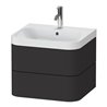 Duravit Möbelwaschtisch Happy D.2 Plus 57,5x49cm, 1 HL, graph matt, 2 Schubk.