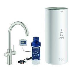 Grohe Spültisch-Einhebelmischer Red Duo supersteel, L-Size, mit Boiler