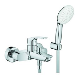 Grohe Wannen-Einhebelmischer Eurosmart 1/2', m Brausegarnitur, Wandmontage, chrom