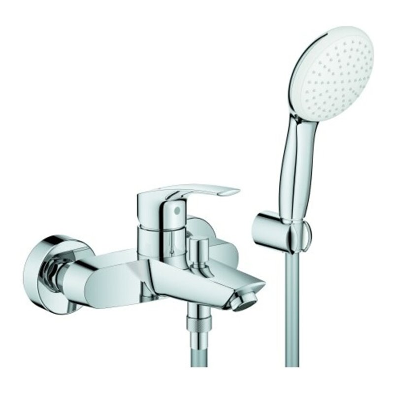 Grohe Wannen-Einhebelmischer Eurosmart 1/2', m Brausegarnitur, Wandmontage, chrom