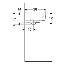 Geberit Handwaschbecken Renova Plan 50x38cm, o. Hahnl., ohne Überlauf, weiß