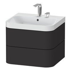 Duravit Möbelwaschtisch Happy D.2 Plus 57,5x49cm, 2 HL, graph matt, 2 Schubk.