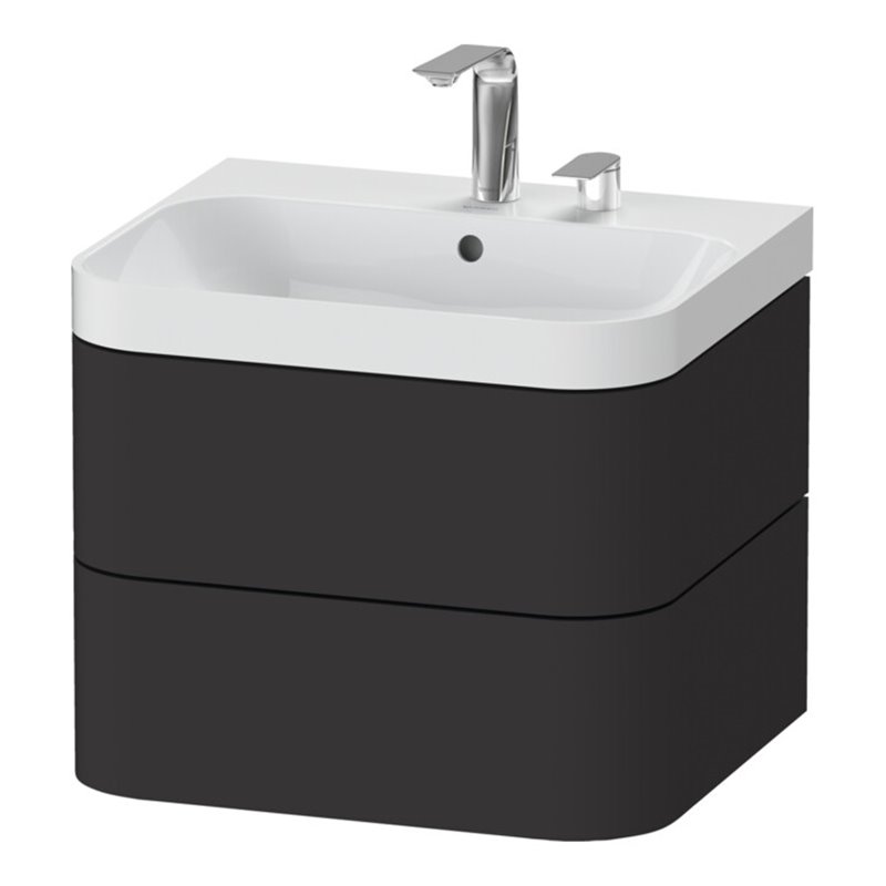 Duravit Möbelwaschtisch Happy D.2 Plus 57,5x49cm, 2 HL, graph matt, 2 Schubk.