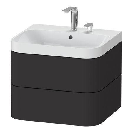 Duravit Möbelwaschtisch Happy D.2 Plus 57,5x49cm, 2 HL, graph matt, 2 Schubk.
