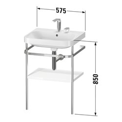 Duravit Möbelwaschtisch-Kombi Happy D.2 Plus 57,5x49cm, 2 HL, st-g s-matt, m Konsole