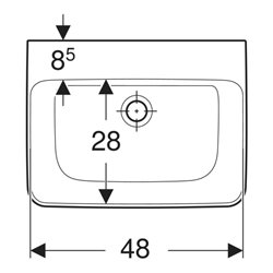 Geberit Handwaschbecken Renova Plan 50x38cm, o. Hahnl., o. ÜL, weiß KeraTect