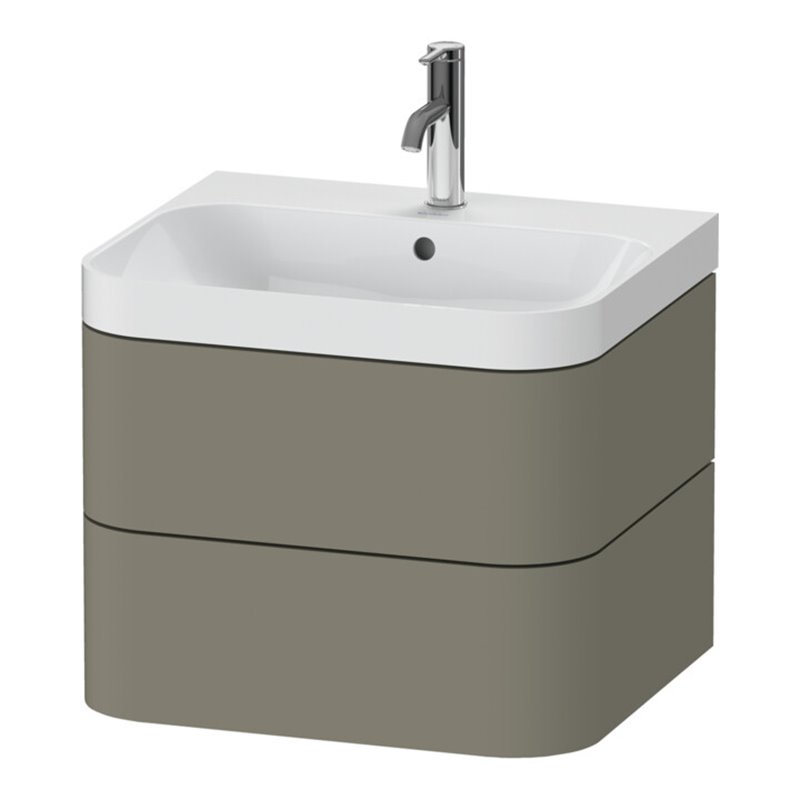 Duravit Möbelwaschtisch Happy D.2 Plus 57,5x49cm, 1 HL, st-g s-matt, 2 Schubk.