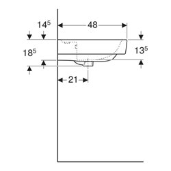 Geberit Waschtisch Renova Plan 60x48cm, Hahnl. mit., m ÜL, we. KeraTect
