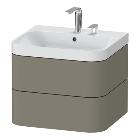 Duravit Möbelwaschtisch Happy D.2 Plus 57,5x49cm, 2 HL, st-g s-matt, 2 Schubk.