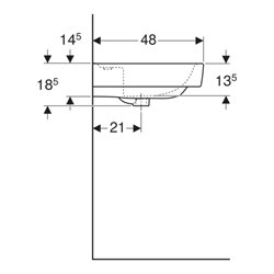 Geberit Waschtisch Renova Plan 60x48cm, Hahnl. mit., o. Überlauf, weiß