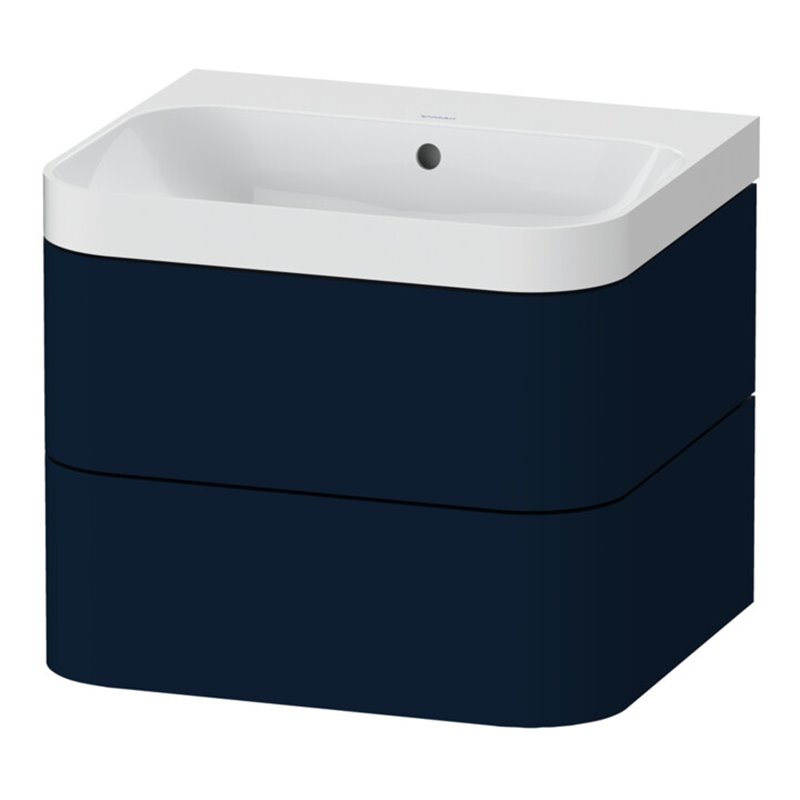 Duravit Möbelwaschtisch Happy D.2 Plus 57,5x49cm, o. HL, blau s-matt, 2 Schubk.