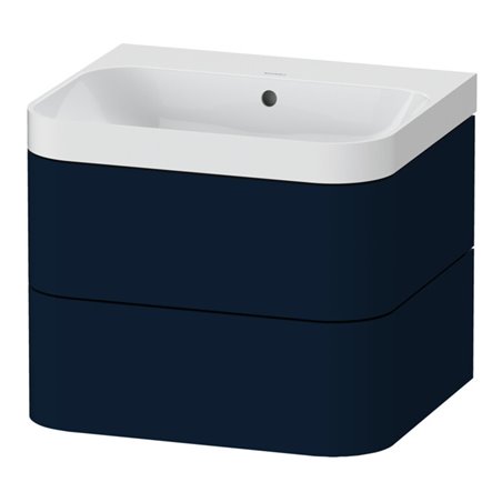 Duravit Möbelwaschtisch Happy D.2 Plus 57,5x49cm, o. HL, blau s-matt, 2 Schubk.