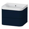 Duravit Möbelwaschtisch Happy D.2 Plus 57,5x49cm, o. HL, blau s-matt, 2 Schubk.