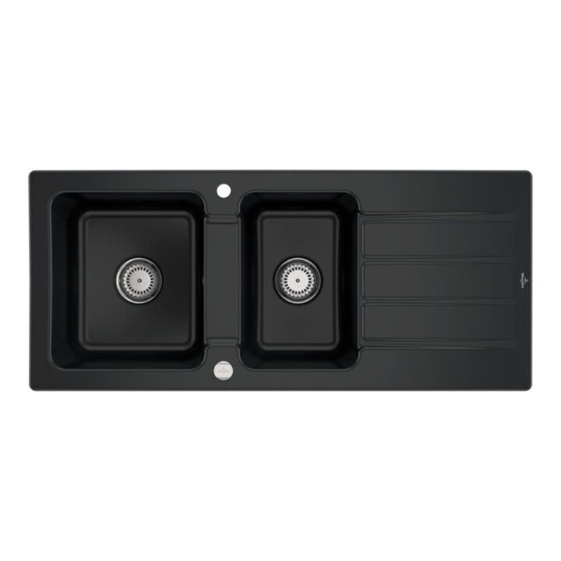 V&B Spüle Architectura 80 m Abl.garn, Exzenter, pure black