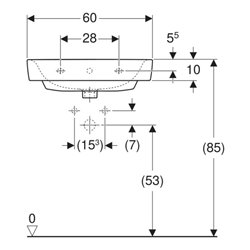 Geberit Waschtisch Renova Plan 60x48cm, o. Hahnl., m ÜL, weiß KeraTect