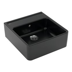 V&B Spülstein-Einzelbecken m Abl.garn, Handbetätigung, pure black