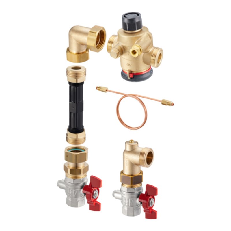 Oventrop Wärmezähleranschlussset Multidis SF m QDP, DN 20 b 1.350 l/h, Eck, KH DN 20