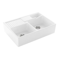 V&B Spülstein-Doppelbecken Restesch., m Abl., Hand., sn wh. C-plus