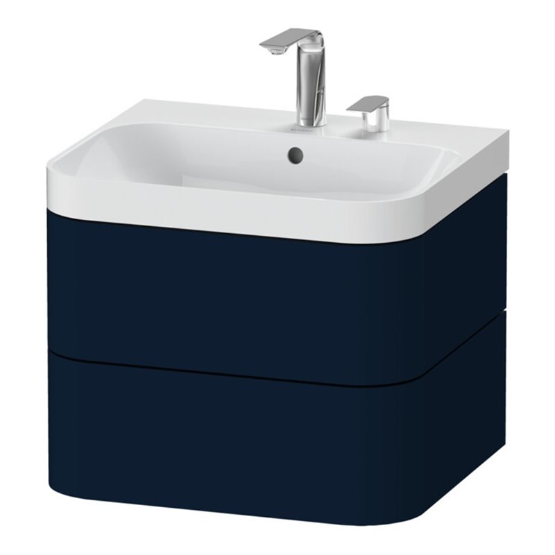 Duravit Möbelwaschtisch Happy D.2 Plus 57,5x49cm, 2 HL, blau s-matt, 2 Schubk.