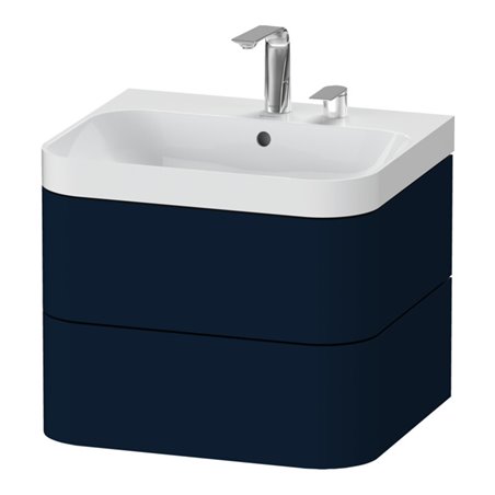 Duravit Möbelwaschtisch Happy D.2 Plus 57,5x49cm, 2 HL, blau s-matt, 2 Schubk.