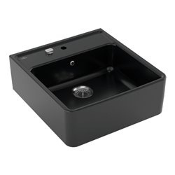 V&B Spülstein-Einzelbecken m Abl.garn, Exzenter, pure black