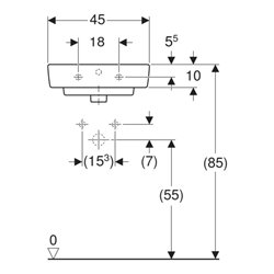 Geberit Handwaschbecken Renova Plan 45x34cm, o. Hahnl., m ÜL, weiß KeraTect