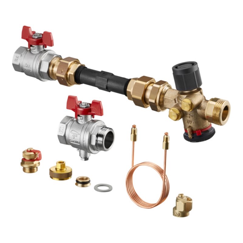 Oventrop Wärmezähleranschlussset Multidis SF m QDP, DN 20 b 1.350 l/h, DG, KH DN 25